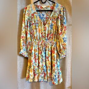 Elan Multicolor Floral Long Sleeve Dress